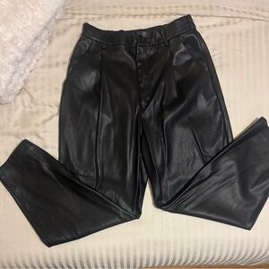 Zara Black Cropped Leather Pants